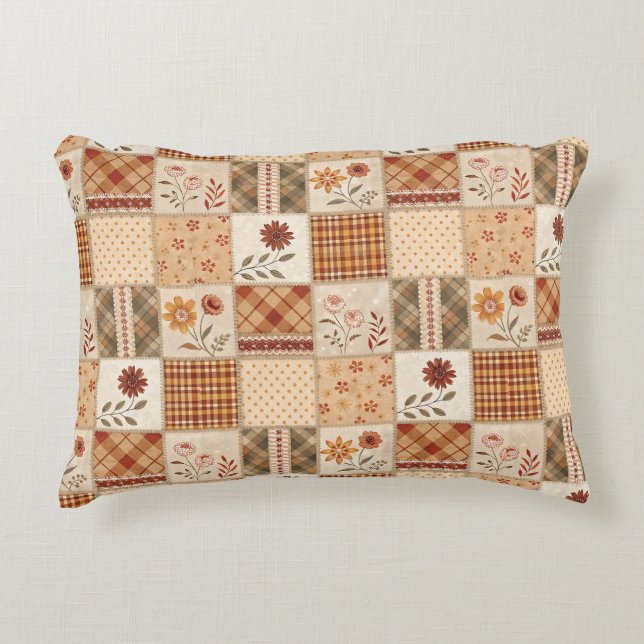 Herbst-Patchwork-Blumenbettwäsche &  Dekokissen (Vorderseite)