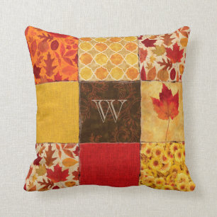 Herbst-Patchwork-Monogramm Kissen