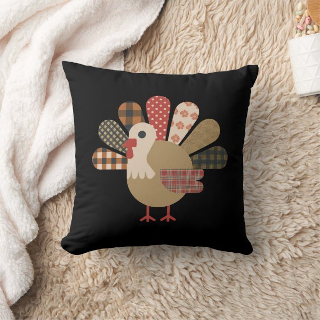 Herbst-Patchwork-Steppdecke Truthahn Erntedankfest Kissen (Decke)