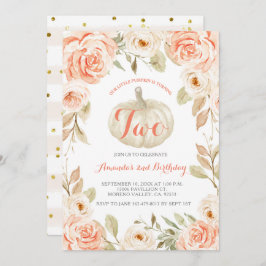 Herbst Peach Pumpkin 2. Geburtstag Einladung