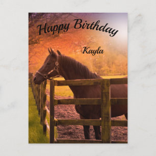Herbst Pferd Alles Gute zum Geburtstag Personalisi Postkarte