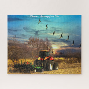 Herbst Pflug Traktor Ohio.Weihnachtsgrüße Puzzle