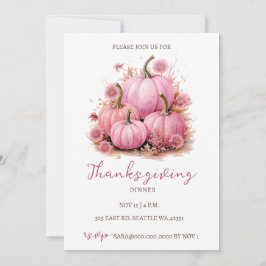 Herbst Pink Pumpkins Erntedank Dinner Einladung