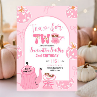Herbst Pink Whimsical Retro Teezeremonie am 2. Geb Einladung