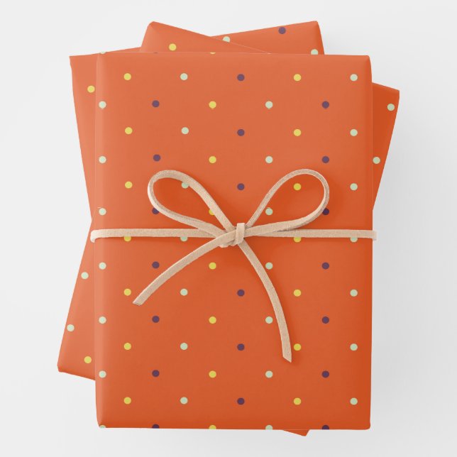 Herbst-Polka-Dots-Umschlagpapier Geschenkpapier Set (Beispiel)