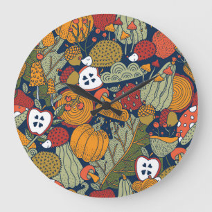 Herbst, Polka Punkte, Vintag, nahtlos. Große Wanduhr