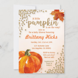 Herbst Pumpkin Baby Dusche Glitzer Einladung