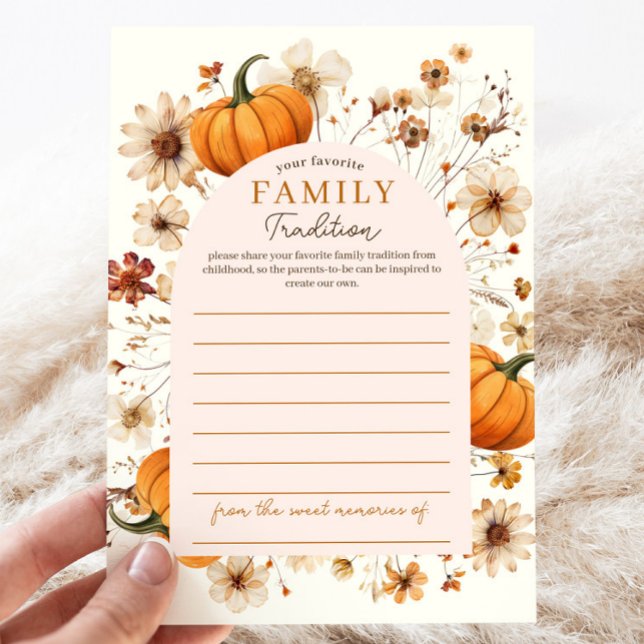 Herbst Pumpkin Baby Shower Family Tradition Card Einladung (Fall Pumpkin Baby Shower Family Traditions Card)
