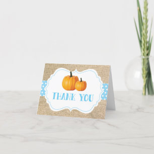 Herbst Pumpkin Blue Burlap Danke Karte