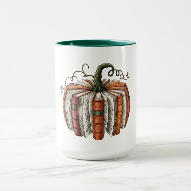 Herbst Pumpkin Book Lover Booktoween Halloween Tasse (Zentrum)