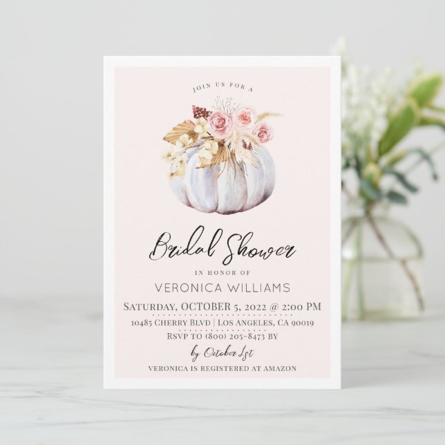 Herbst Pumpkin Bridal Dusche Einladung (Stehend Vorderseite)
