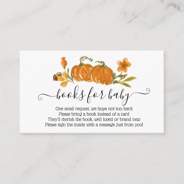 Herbst Pumpkin Bücher für Baby Watercolor Begleitkarte (Vorderseite)