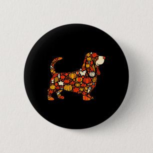 Herbst Pumpkin Fall Bysset Hound Erntedank Wome Button