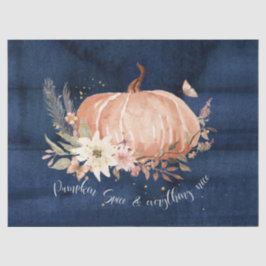 Herbst Pumpkin Fall Leaf Navy Blue Wood Decoupage Seidenpapier