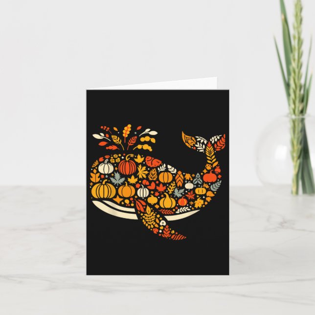 Herbst Pumpkin Fall Whale Erntedank Frauen Männer Karte (Vorderseite)