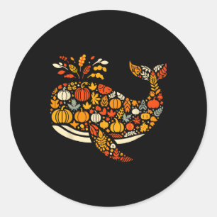 Herbst Pumpkin Fall Whale Erntedank Frauen Männer Runder Aufkleber