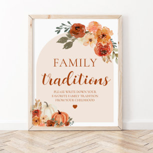 Herbst Pumpkin Family Traditionen Kinderduschsigna Poster