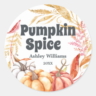 Herbst Pumpkin Gewürz Herbst Weiß Runder Aufkleber