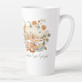 Herbst Pumpkin Gewürz Latte Floral Herbst Blätter Milchtasse