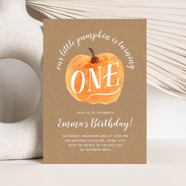 Herbst Pumpkin Herbst Erster Geburtstag Einladung (Von Creator hochgeladen)