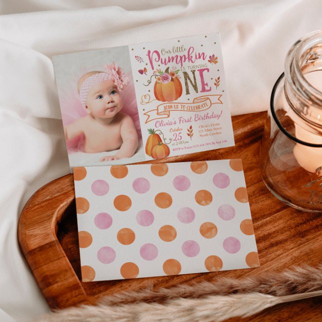 Herbst Pumpkin Herbst Erster Geburtstag Einladung (Von Creator hochgeladen)