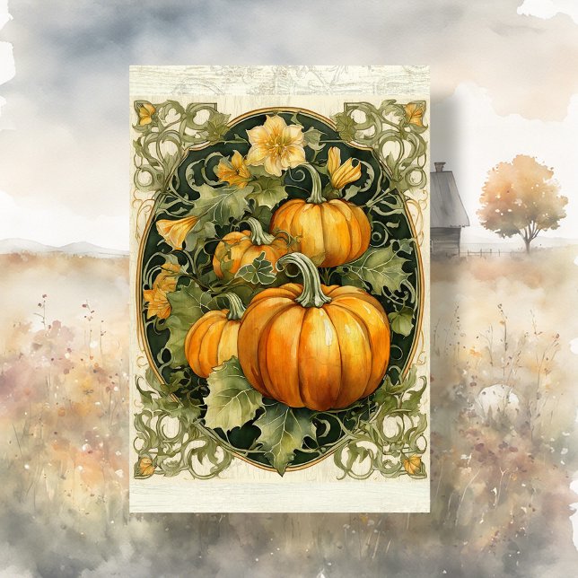 Herbst Pumpkin Herbst Leaves Art Nouveau Decoute Seidenpapier (Von Creator hochgeladen)