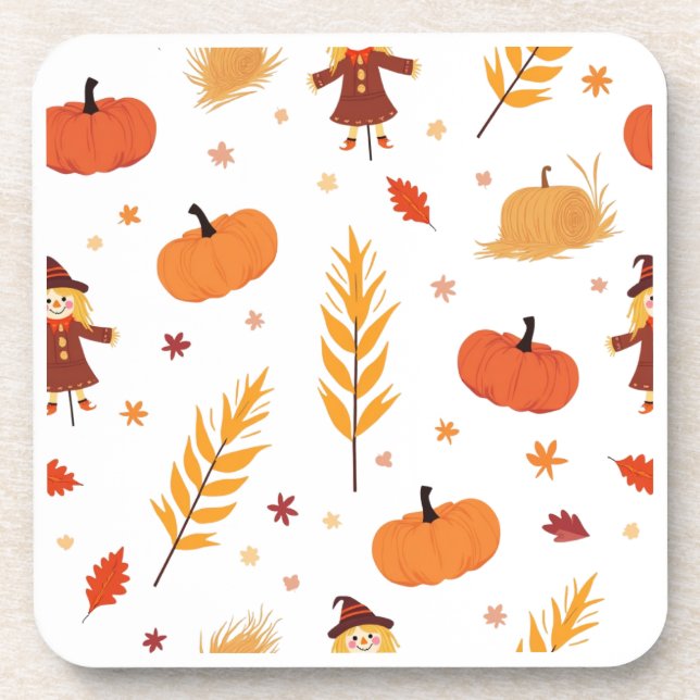 Herbst Pumpkin Muster Herbst Untersetzer (Vorderseite)