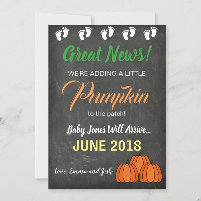 Herbst Pumpkin Patch Baby Pregnancy Ankündigung (Vorderseite)