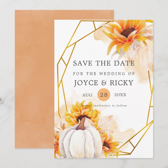 Herbst Pumpkin Save the Date Hochzeit Invitati Einladung (Vorne/Hinten)