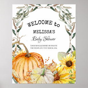 Herbst Pumpkin Sonnenblume Begrüßungsbaby Poster