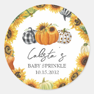Herbst Pumpkin & Sunflower Baby Sprinkle Favoriten Runder Aufkleber