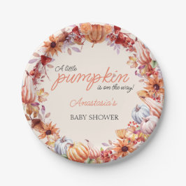 Herbst Pumpkin Wasserfarbe Elegante Babydusche Pappteller