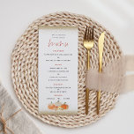 Herbst Pumpkins Florals Gold Glitzer Hochzeit Menükarte<br><div class="desc">Herbst Pumpkins Florals Gold Glitzer Hochzeit. Eine Touch von Funkeln mit Imitat Glitzer in Gold an der oberen und unteren Rand und Herbst Orange und Creme Kürbisse und Blumen geschmückt mit Imitat Glitzer am unteren Rand. Ein elegantes Set-Skript für Menü und einfach zu personalisieren, die Erholung des Textes auf Ihre...</div>