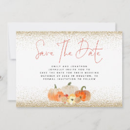 Herbst Pumpkins Gold Glitzer QR Code Hochzeit Save The Date