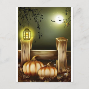 Herbst Pumpkins Mondnacht Ziel Postkarte