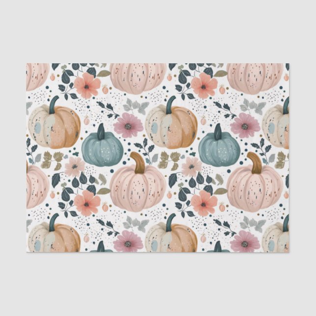 Herbst-Pumpkins und Blumen Herbstmuster Decoupage Seidenpapier (Vorderseite)