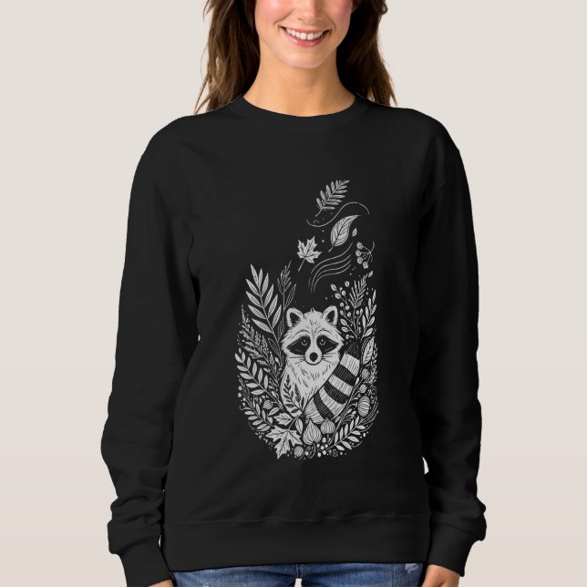 Herbst Raccoon Cotattcore Herbstwald Tierart Sweatshirt (Vorderseite)