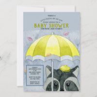 Herbst Raccoon Kinderdusche Einladung