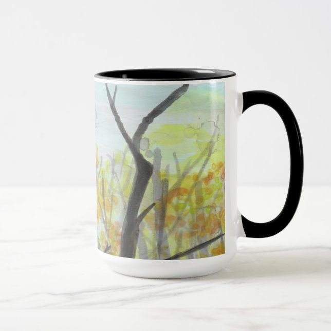 Herbst Reben serene Bäume Vogelarten Tasse (Rechts)