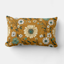 Herbst Retro Boho Mustard Blume Muster Lendenkissen