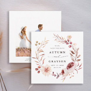 Herbst-Romance-Blumenreath-Hochzeitsszenario-Foto Save The Date