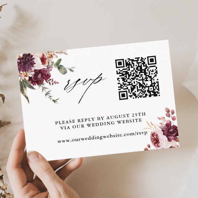 Herbst Romance Floral Wedding QR Code UAWG Begleitkarte (Von Creator hochgeladen)