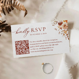 Herbst Romance QR Code Wedding RSVP Begleitkarte