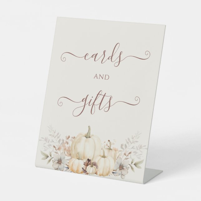 Herbst Romantic Pumpkins 'Karten und Geschenke' Sockelschild (Vorderseite)