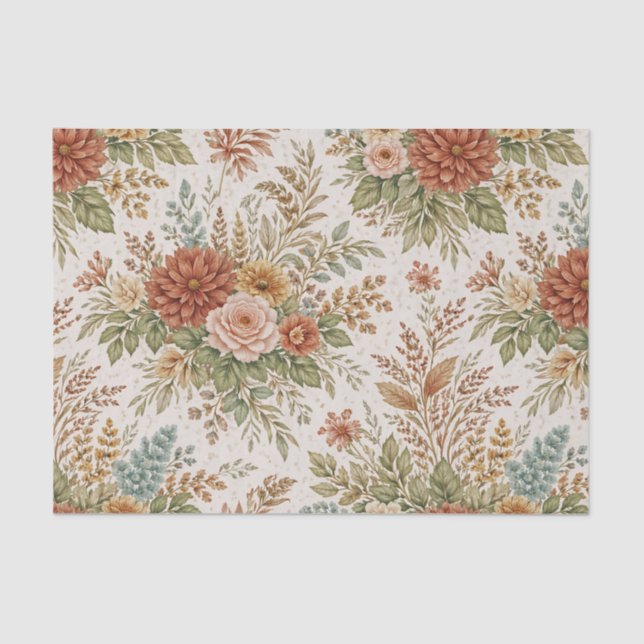 Herbst-Roségarten-Blumenmuster Seidenpapier (Vorderseite)