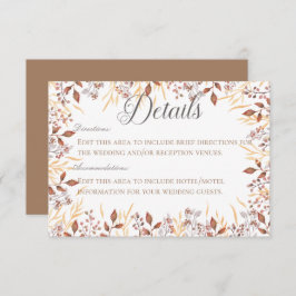 Herbst Rost & Brown Boho Moderne Details Hochzeit Begleitkarte