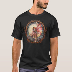 Herbst Rot Fee Feen Fantasy Gothic Kunst T-Shirt