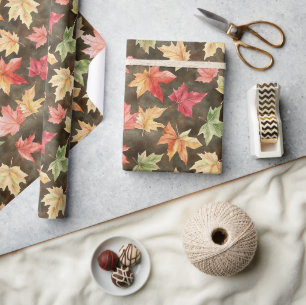 Herbst Rot Gelb Grüne Blätter Geburtstag Geschenkpapier