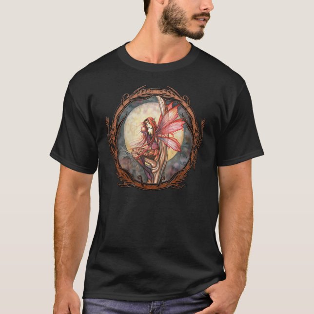 Herbst Rote Fee Fantasy Gotische Kunst T - Shirt (Vorderseite)
