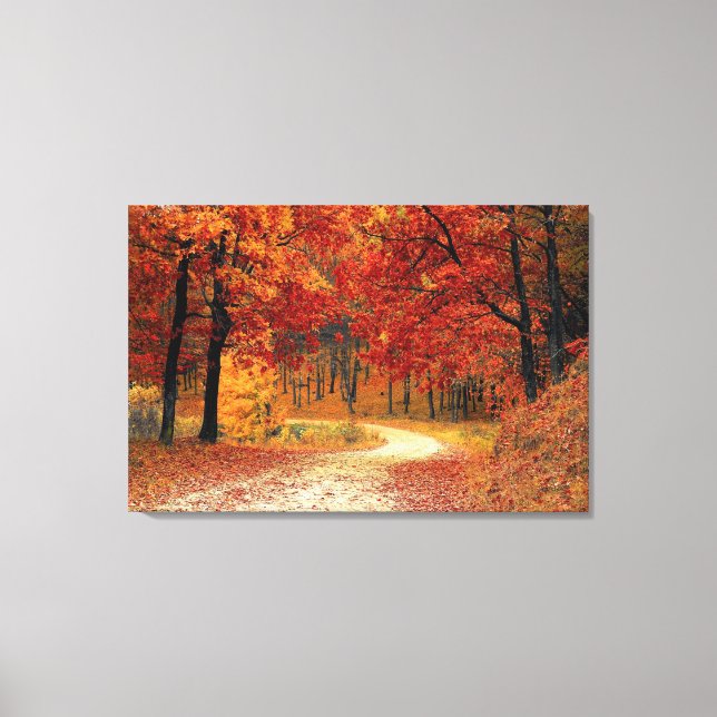 Herbst Rote Jahreszeit Landschaft gestreiften Canv Leinwanddruck (Vorderseite)